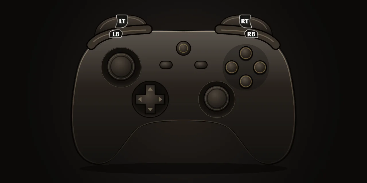 A generic gamepad drawn with WoW's own trigger and shoulder glyphs
