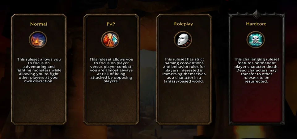 Image from Blizzard's post: Choose Your Ruleset in World of Warcraft: Forever