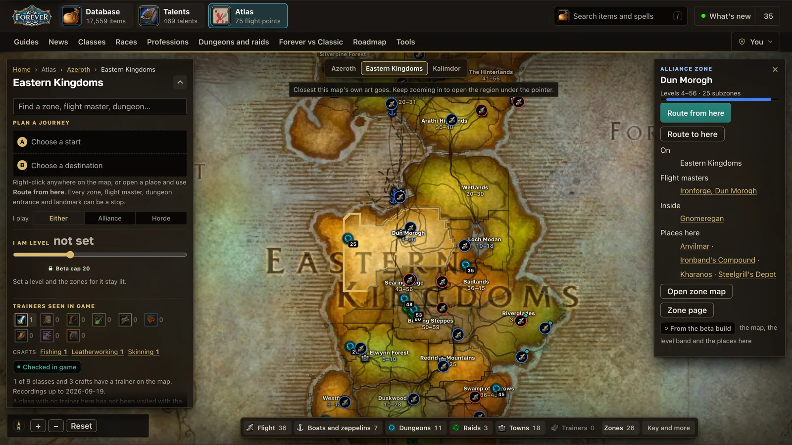 Dun Morogh on the wow-forever.gg atlas