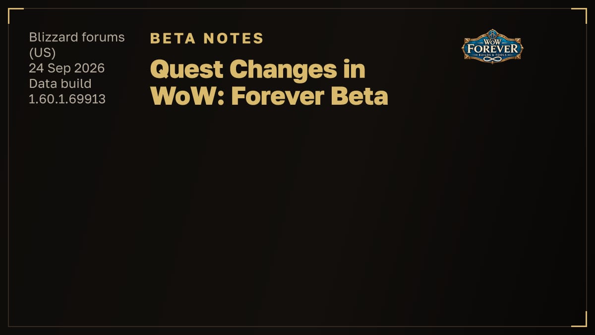 Card for "Quest Changes in WoW: Forever Beta"