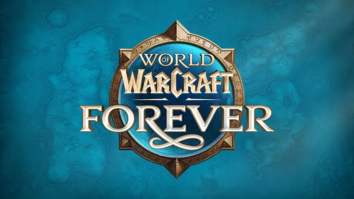 The World of Warcraft: Forever logo over a blue map of Azeroth