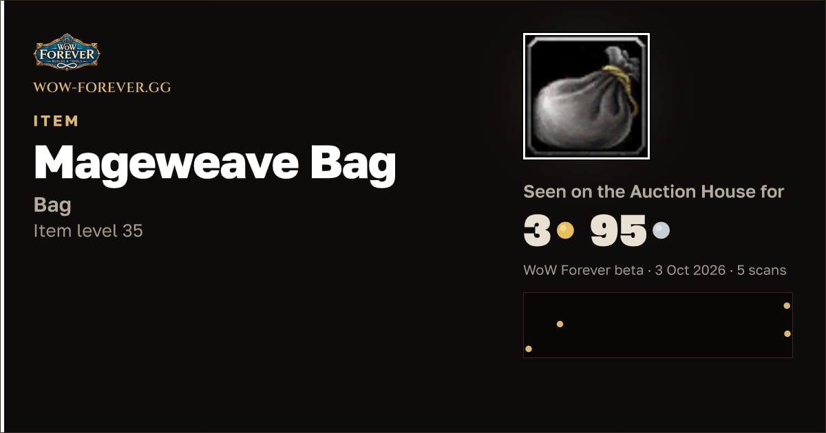 The preview card for Mageweave Bag