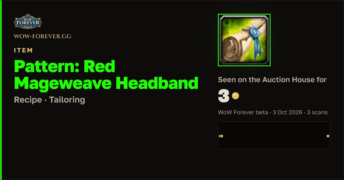 The preview card for Pattern: Red Mageweave Headband