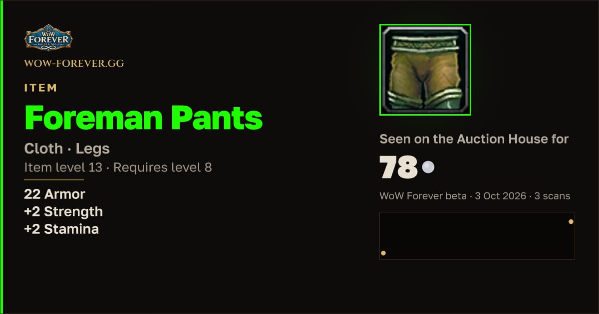 The preview card for Foreman Pants