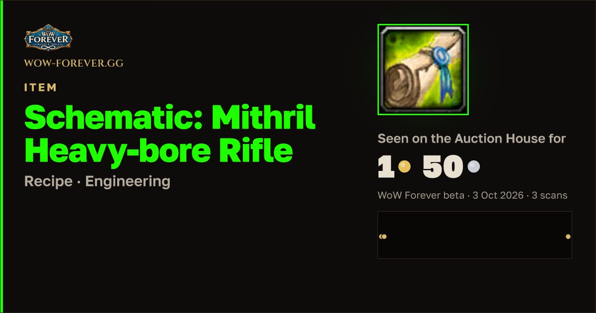 The preview card for Schematic: Mithril Heavy-bore Rifle