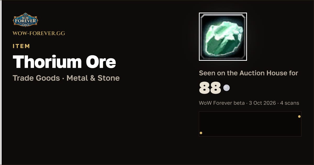 The preview card for Thorium Ore
