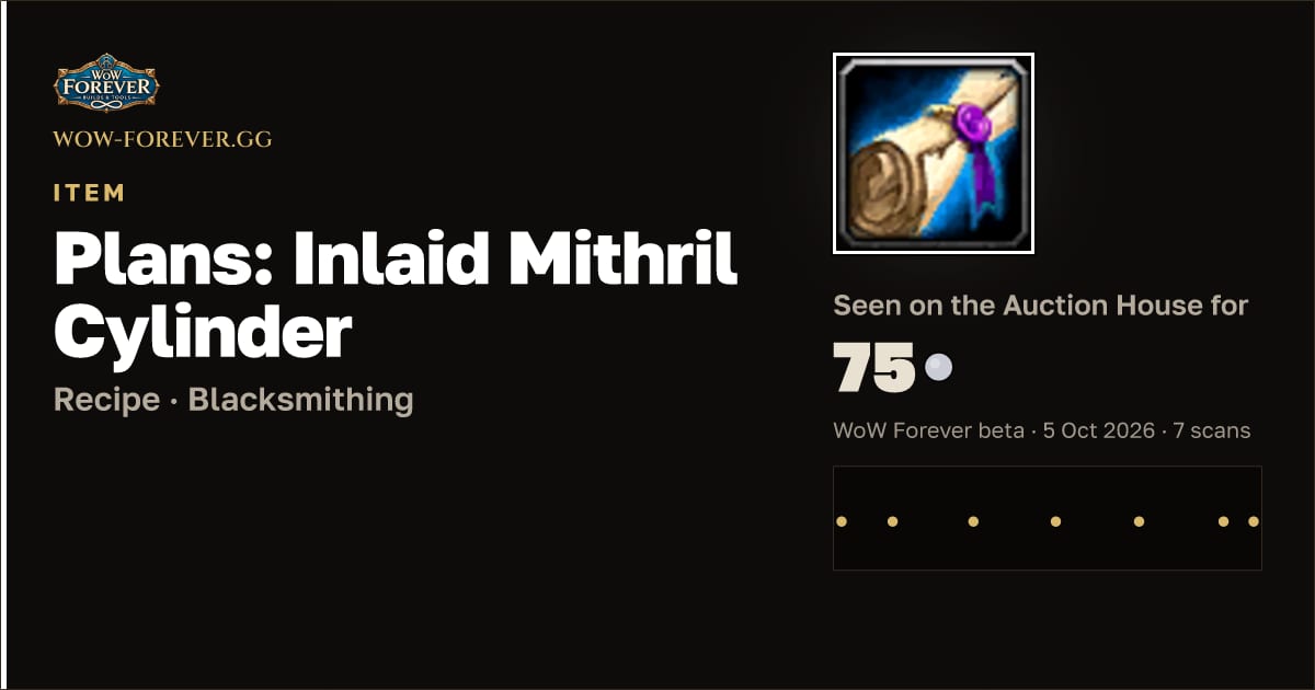 The preview card for Plans: Inlaid Mithril Cylinder