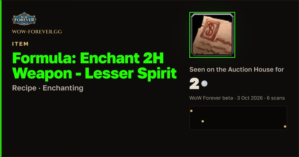 The preview card for Formula: Enchant 2H Weapon - Lesser Spirit