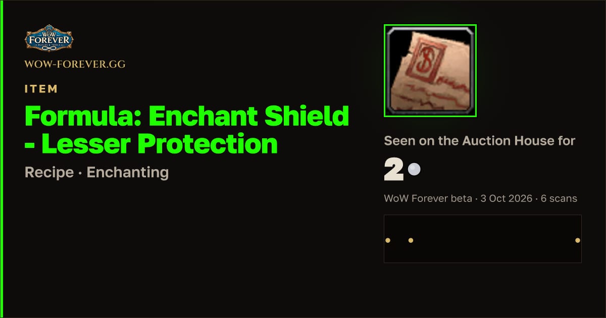 The preview card for Formula: Enchant Shield - Lesser Protection