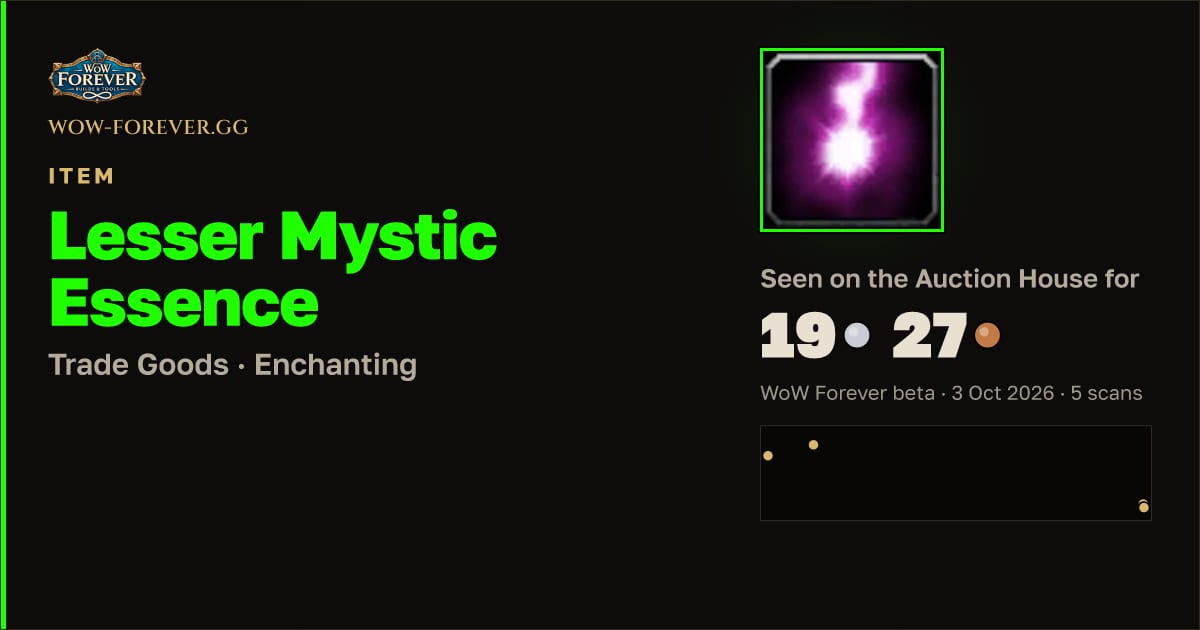 The preview card for Lesser Mystic Essence