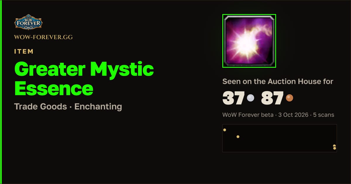 The preview card for Greater Mystic Essence