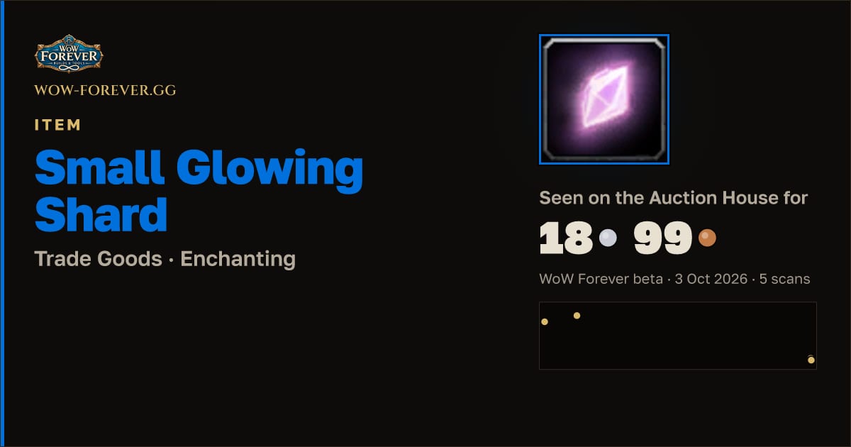 The preview card for Small Glowing Shard