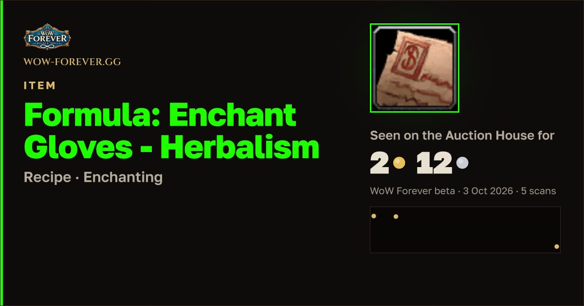 The preview card for Formula: Enchant Gloves - Herbalism