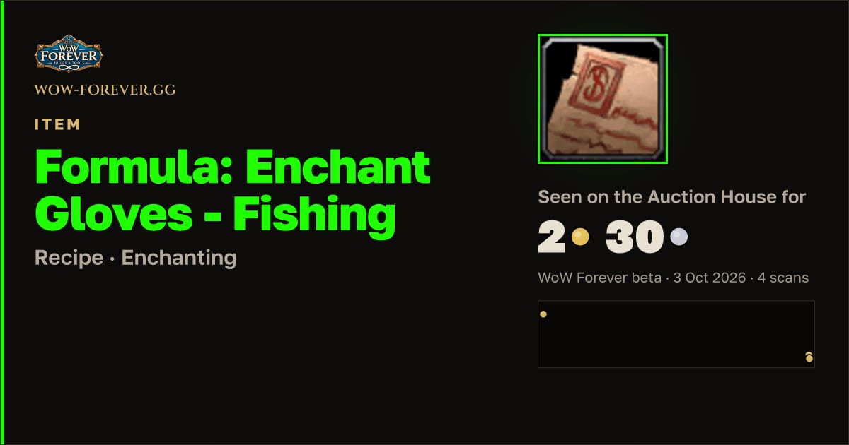 The preview card for Formula: Enchant Gloves - Fishing