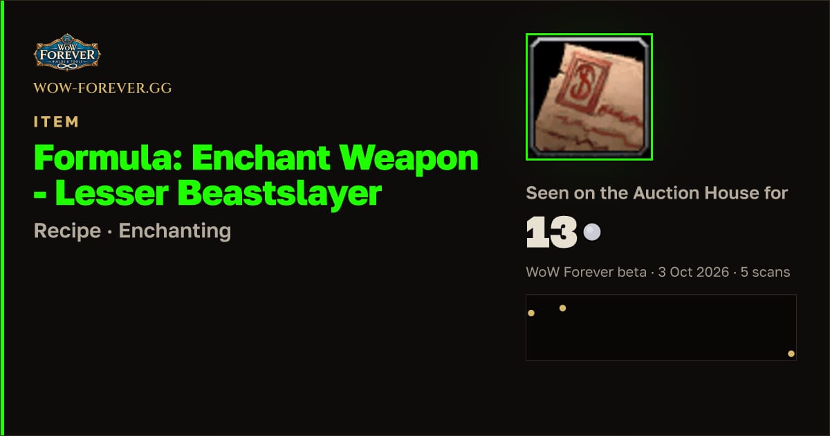 The preview card for Formula: Enchant Weapon - Lesser Beastslayer