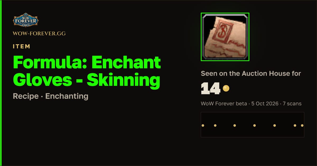 The preview card for Formula: Enchant Gloves - Skinning