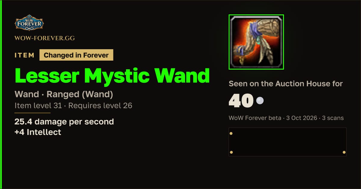 The preview card for Lesser Mystic Wand