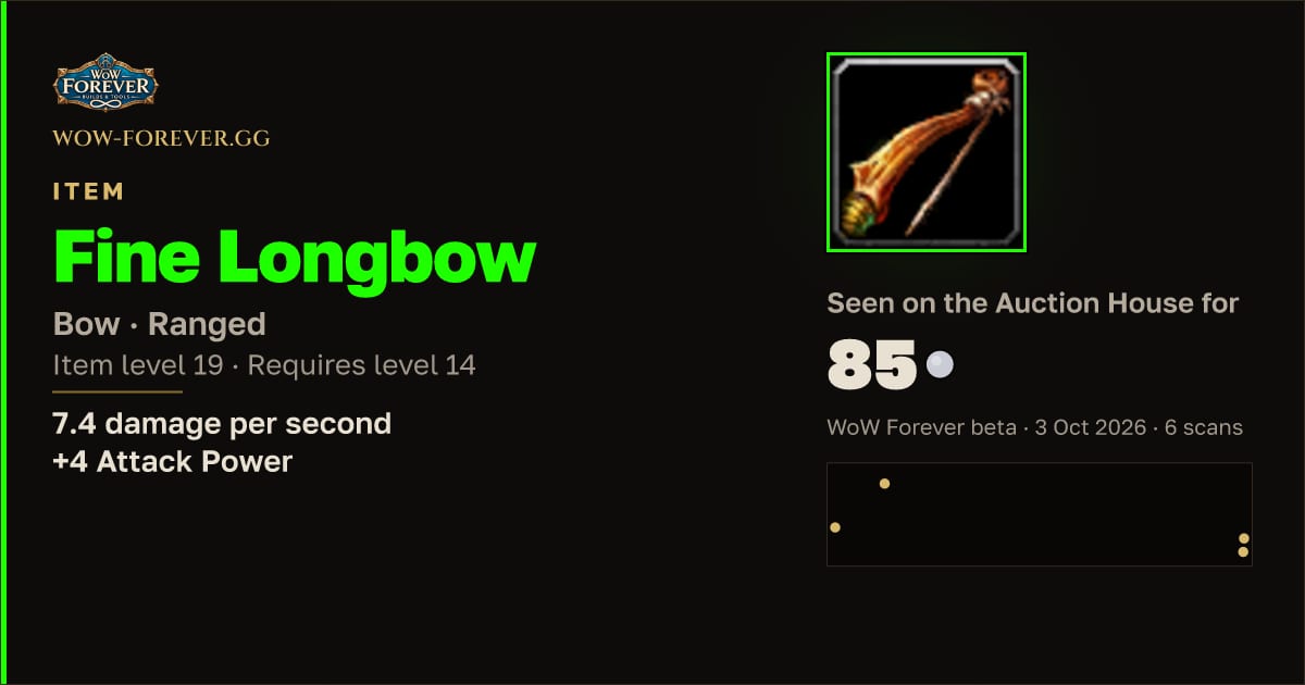 The preview card for Fine Longbow