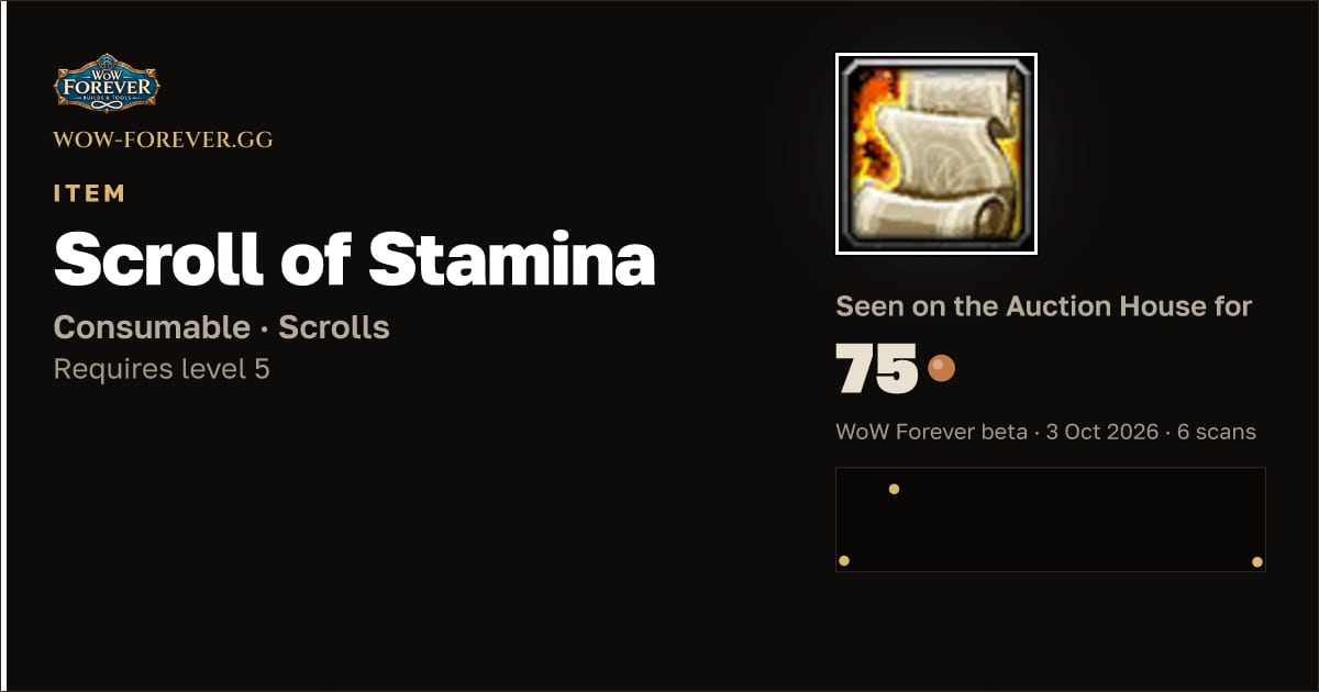 The preview card for Scroll of Stamina