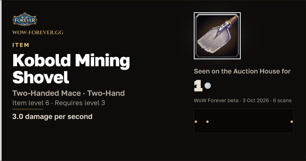 The preview card for Kobold Mining Shovel