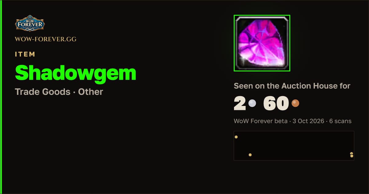 The preview card for Shadowgem