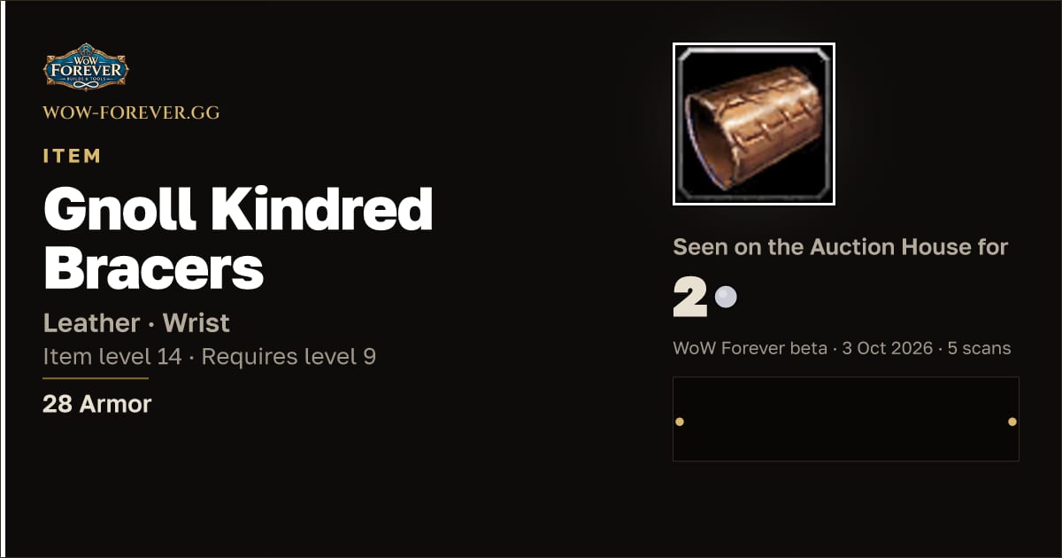 The preview card for Gnoll Kindred Bracers
