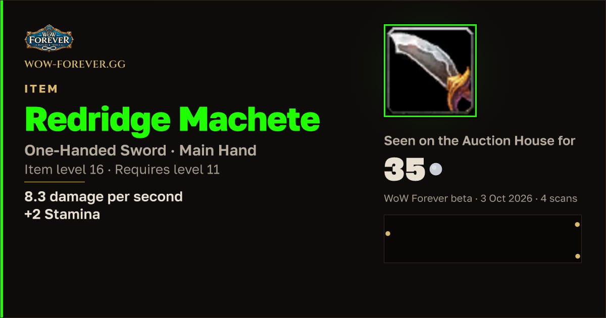 The preview card for Redridge Machete