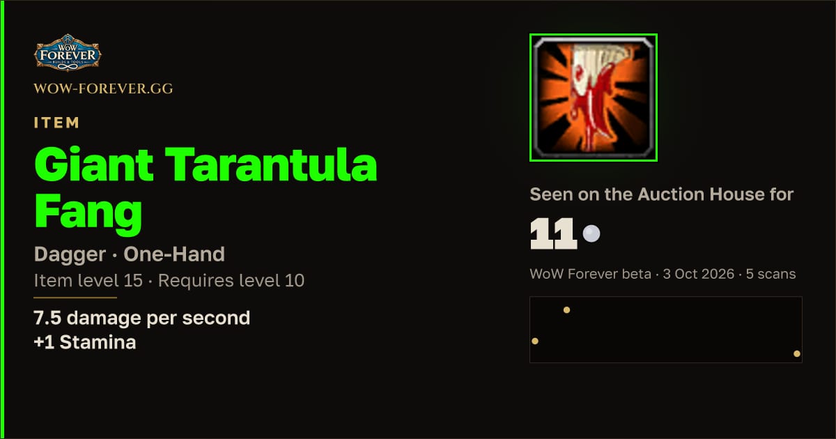 The preview card for Giant Tarantula Fang