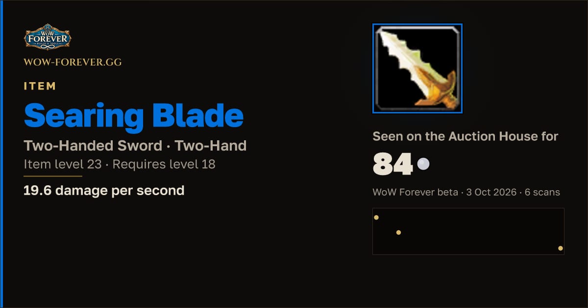 The preview card for Searing Blade