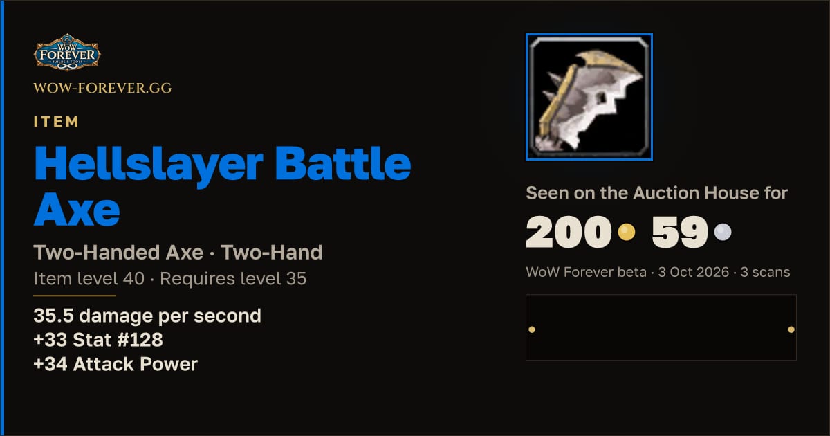 The preview card for Hellslayer Battle Axe