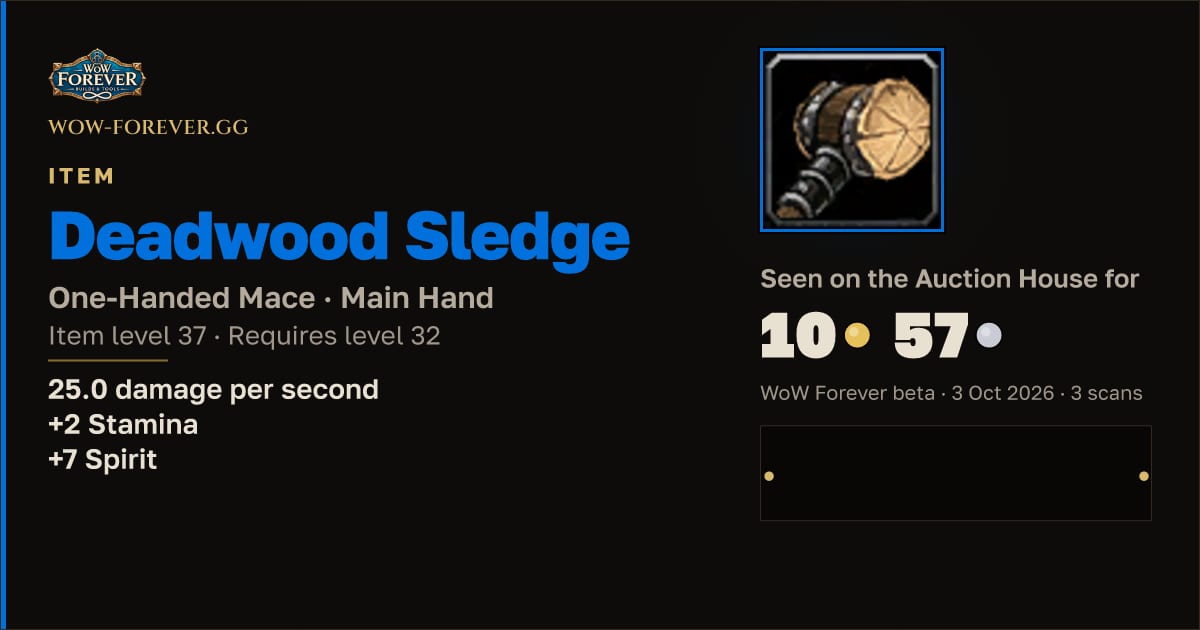 The preview card for Deadwood Sledge