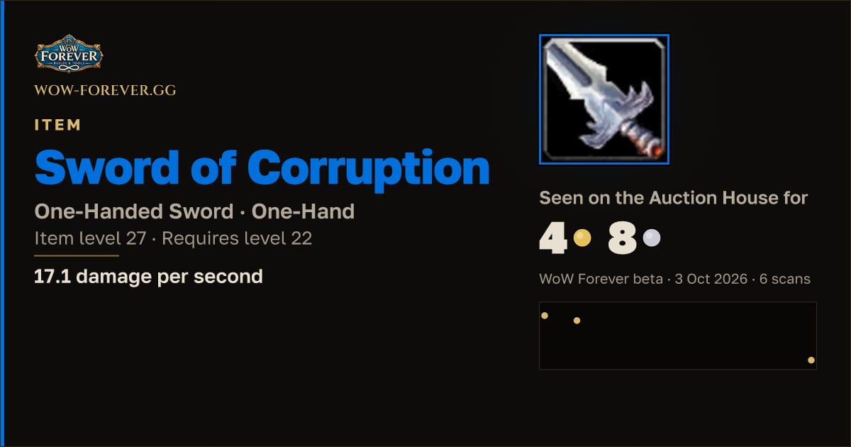 The preview card for Sword of Corruption