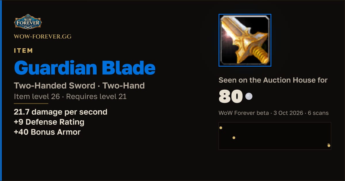 The preview card for Guardian Blade