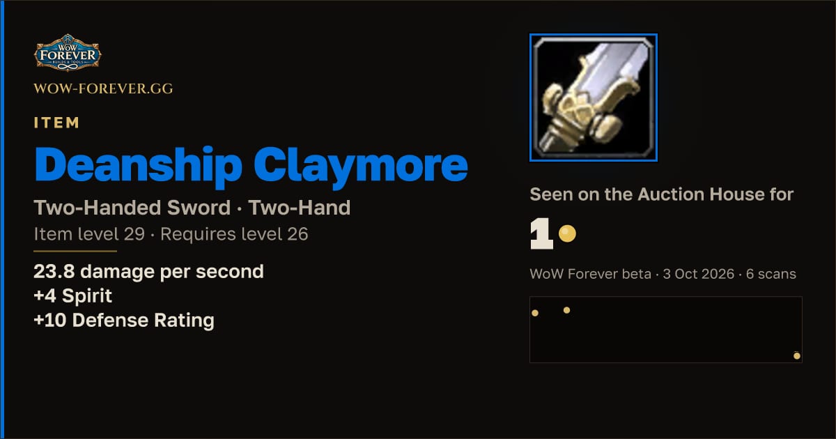 The preview card for Deanship Claymore