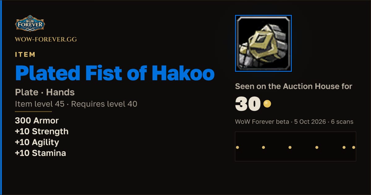 The preview card for Plated Fist of Hakoo