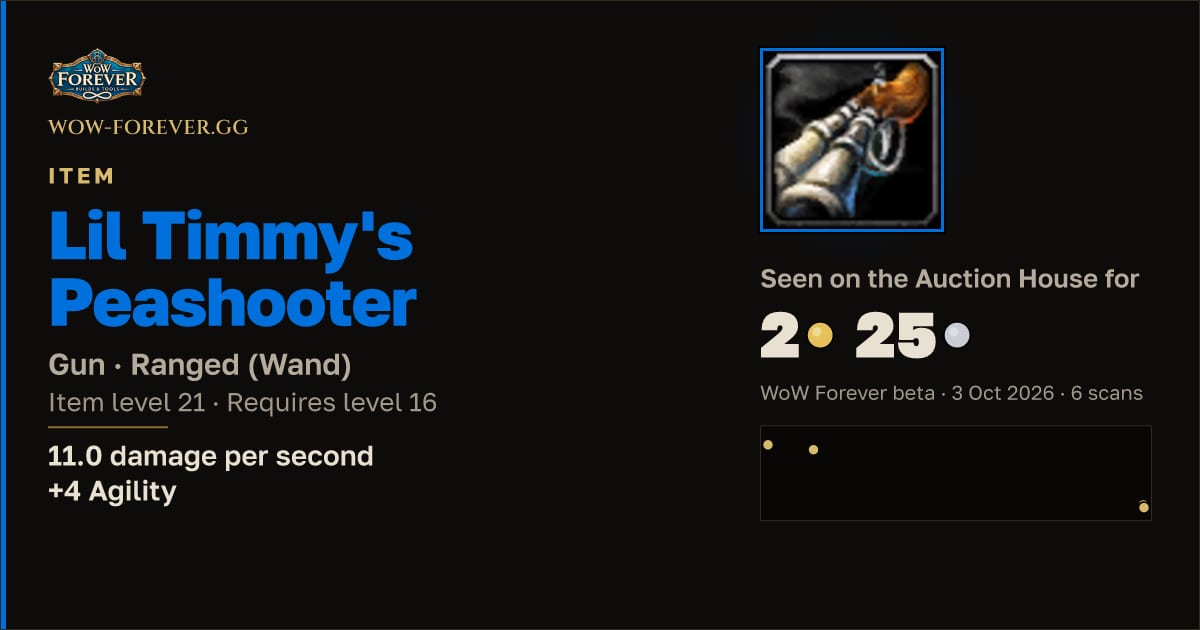 The preview card for Lil Timmy's Peashooter
