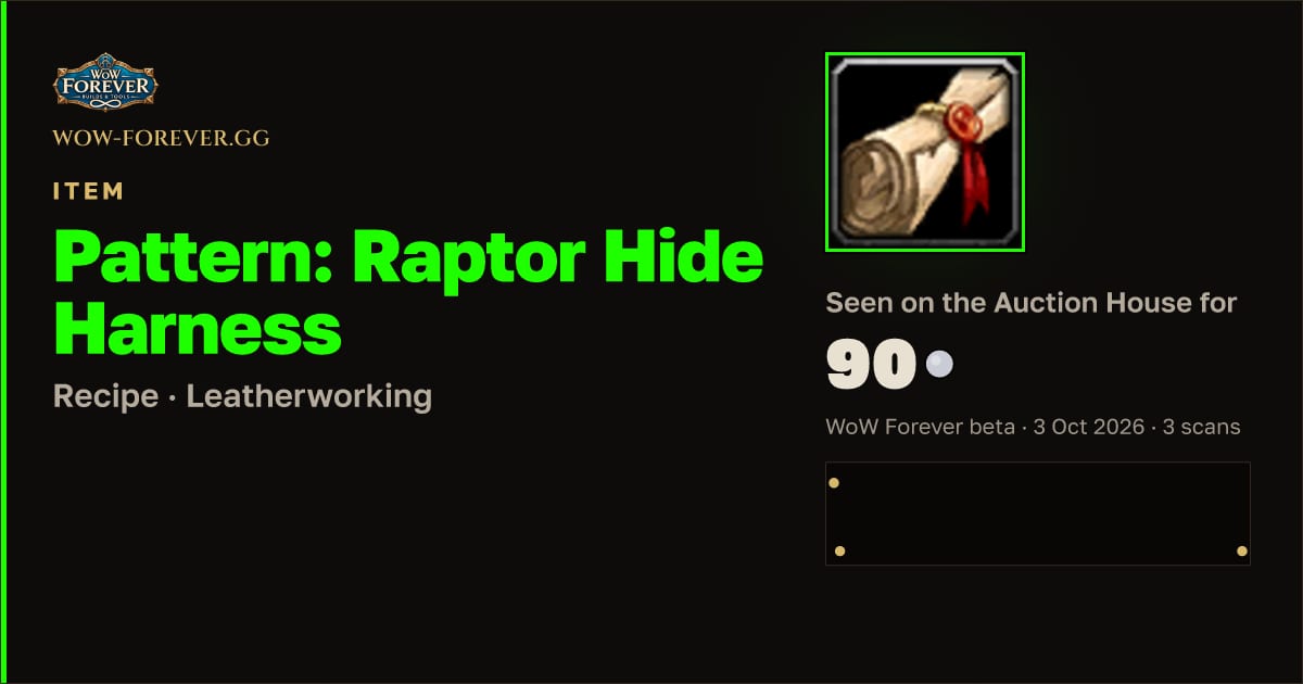The preview card for Pattern: Raptor Hide Harness