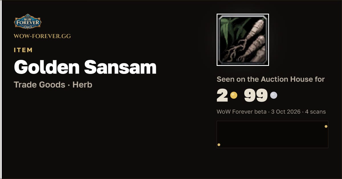 The preview card for Golden Sansam