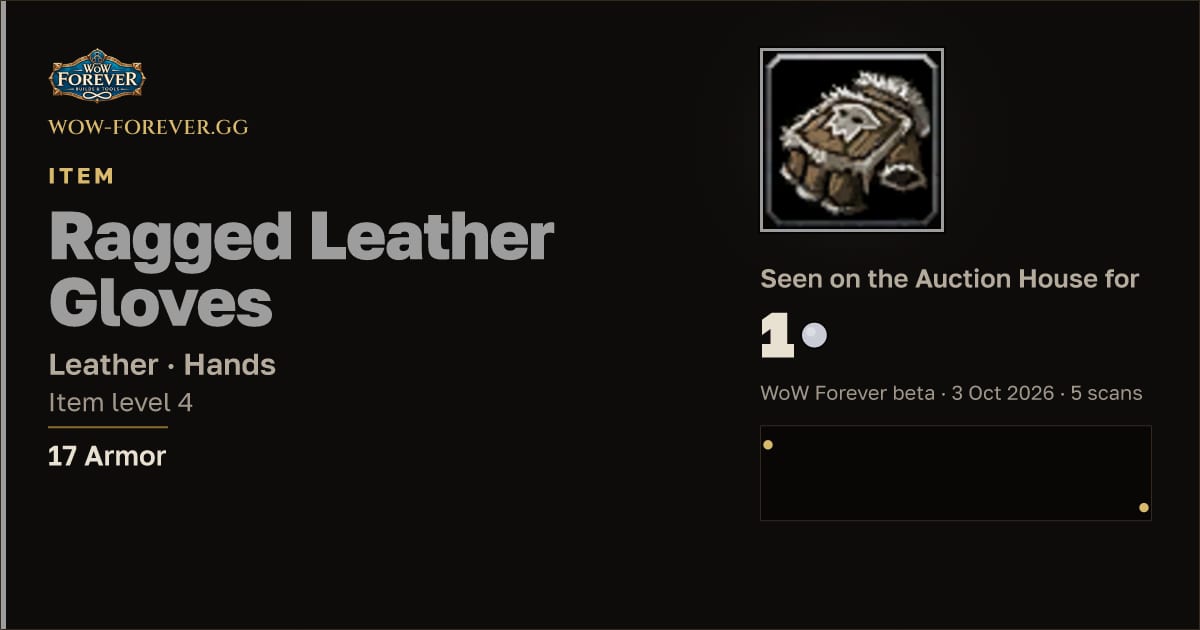 The preview card for Ragged Leather Gloves