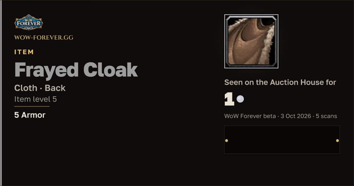 The preview card for Frayed Cloak