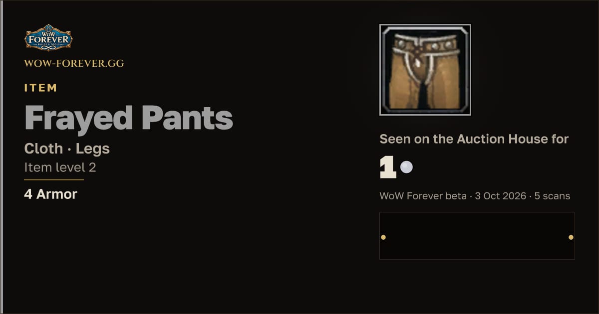 The preview card for Frayed Pants