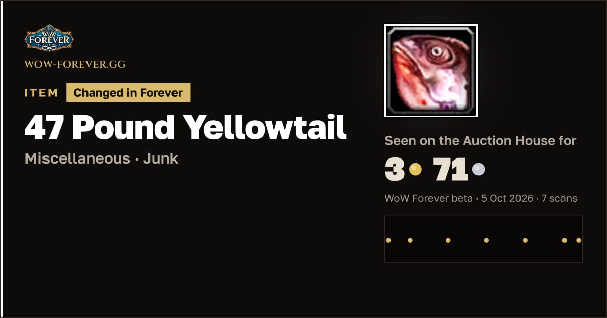 The preview card for 47 Pound Yellowtail