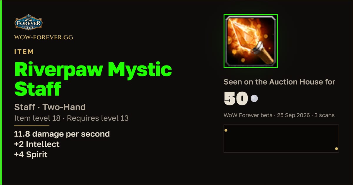 The preview card for Riverpaw Mystic Staff