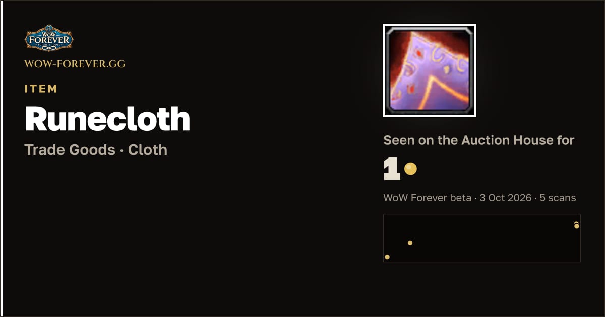 The preview card for Runecloth