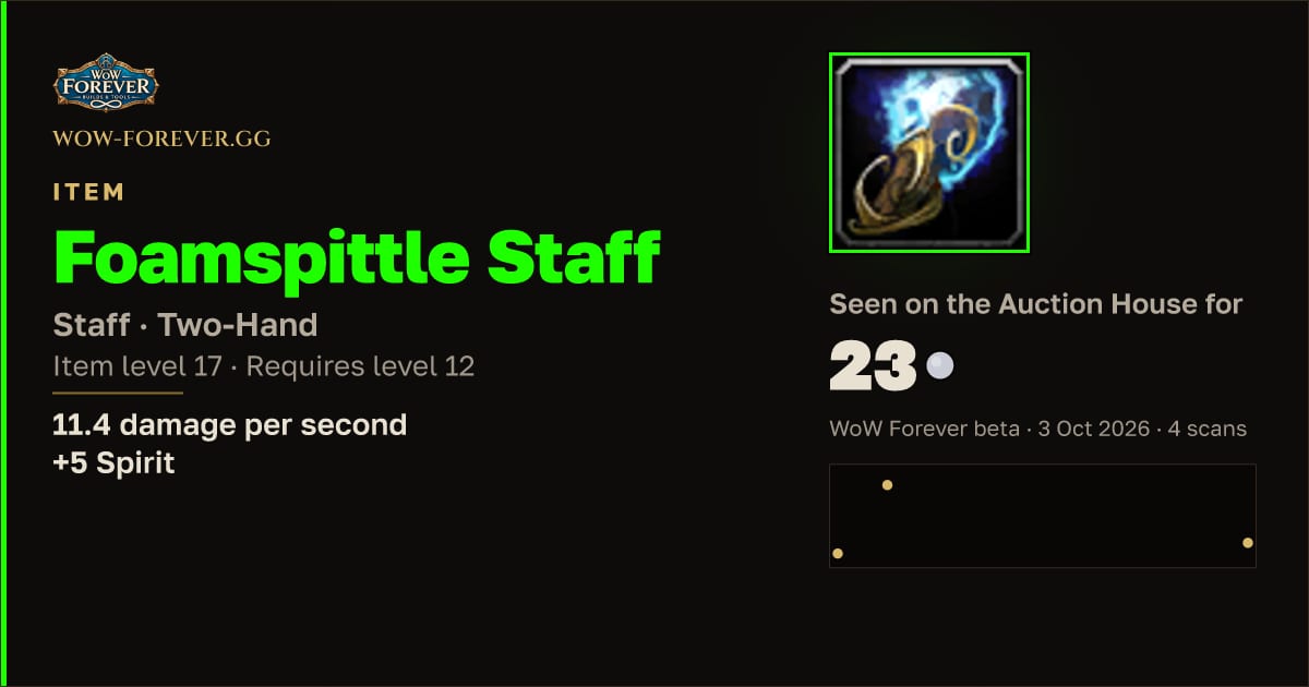 The preview card for Foamspittle Staff