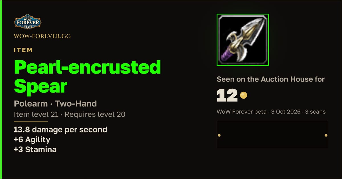 The preview card for Pearl-encrusted Spear