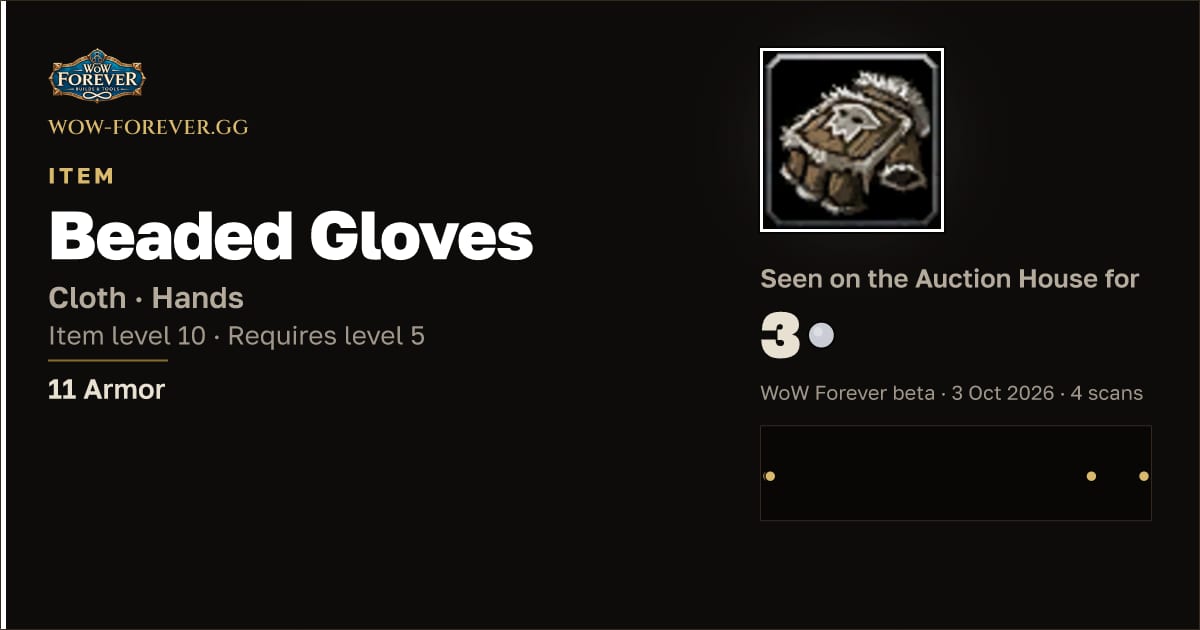 The preview card for Beaded Gloves