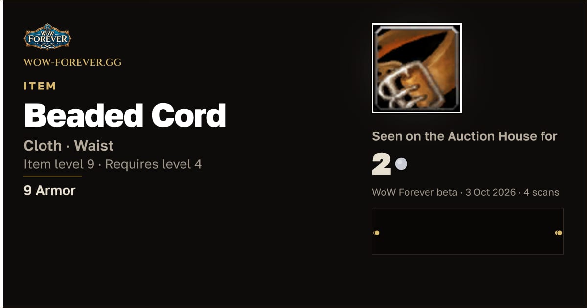 The preview card for Beaded Cord