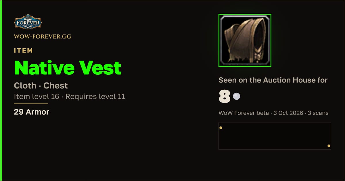 The preview card for Native Vest
