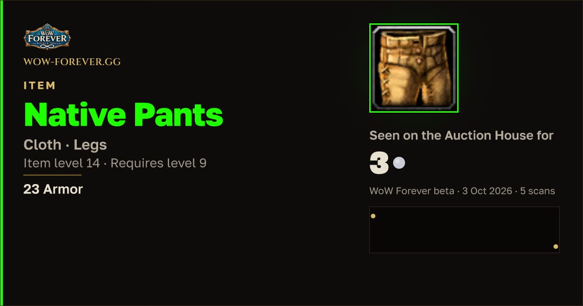 The preview card for Native Pants